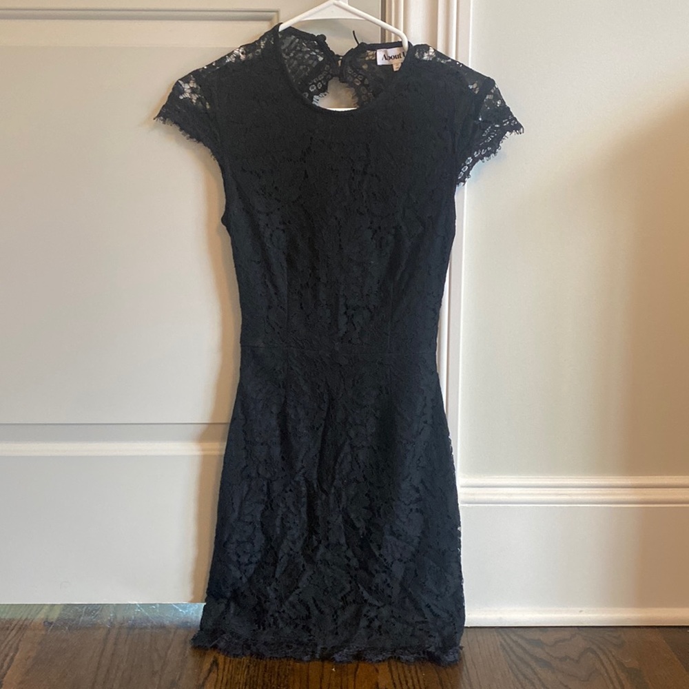 ABOUT US black floral lace dress